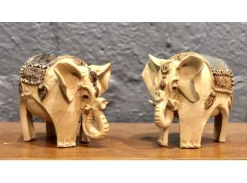 Pair Of Hand Made Ceramic Elephant Sculptures