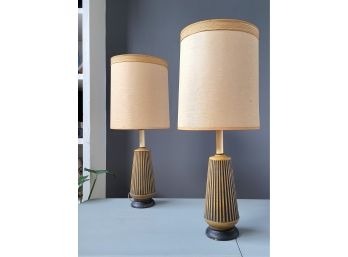 Pair Late 60s Brutalist Ceramic Table Lamps
