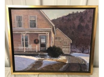 Framed Oil On Canvas 'Vermont Porch'