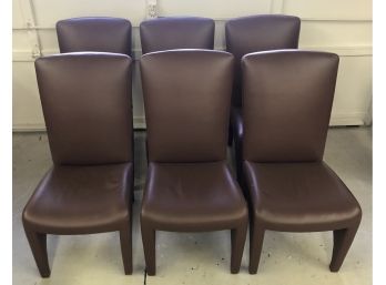 Set Of Six Italian Leather Dining Room Chairs