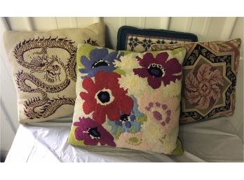 Four Needlepoint Pillows