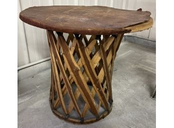 Round Rattan Table Leather Top