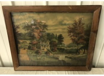 Large Framed Print 'Autumn In The Yard'