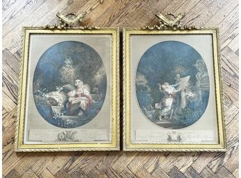 A Pair Of 19th Century Fragonard Etchings, In Period Gilt And Plaster Frames