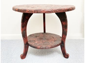 A Bespoke Carved Wood Side Table