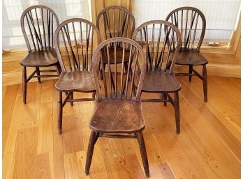 A Set Of 6 Vintage English Oak Spindle Back Dining Chairs By O'Haines High Wycombe