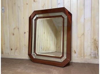 A Vintage Deco Revival Glass On Glass Mirror