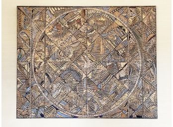 A Stunning Modern Mixed Media On Linen In Bronze And Gold By Frank Faulkner (1946-2008)