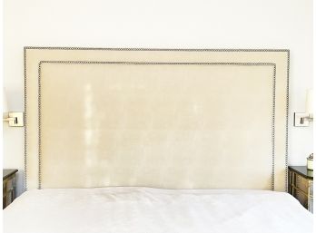 A Leather King Headboard With Nailhead Trim By Restoration Hardware