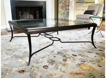 A Gorgeous Modern Oil Rubbed Bronze Glass Top Coffee Table