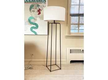 A Modern Art Metal Standing Lamp With Custom Silk Shade