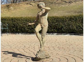 A Cast Iron Fountain Head - Pan Playing His Pipes