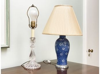 An Accent Lamp Pairing - Glass And Ceramic