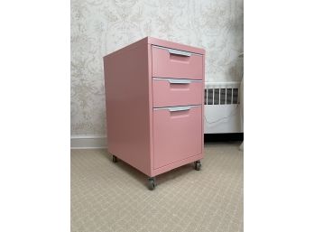 A Metal File Drawer Unit - Castered And Pink!