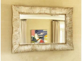 A Whimsical Carved Wood Beveled Mirror