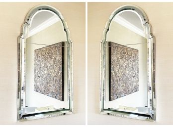 A Pair Of Large Vintage Art Deco Paneled Glass Mirrors