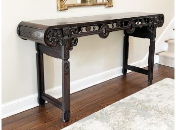 An Antique Carved Mahogany Asian Console