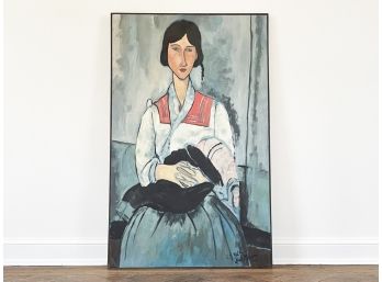 A Vintage Oil On Canvas After Modigliani, Signed And Dated 1970