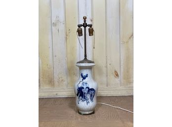 A Vintage Chinoiserie Lamp On Brass Base