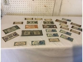 Lot Of Paper Currency Including An Oversized US Dollar And International Bills