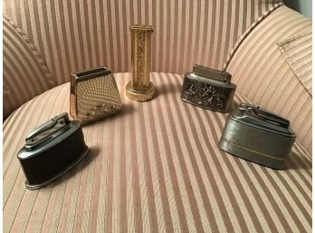 Lot Of Four Fancy Desk Top Lighters Including Ronson And Match Safe