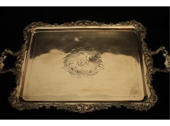 Antique Silver Monogrammed ACG & Hallmarked Tray By HOMAN SILVERPLATE CO.