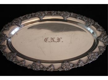 Vintage Silver Hallmarked And Monogrammed Grape Vine Platter