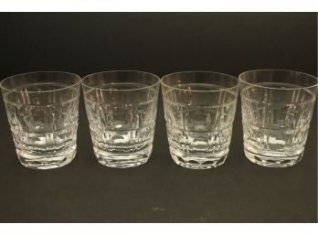 Great Lot Of 4 Heavy Etched  Vintage Crystal Glasses