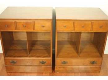 Set Of 2 ETHAN ALLEN For Baumritter Vintage Solid Wood Side Tabes Made In Vermont