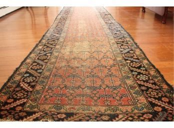 Antique Persian Rug Runner Wool On Cotton