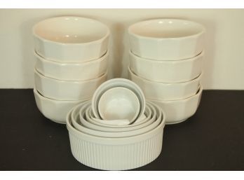 Set Of 8 Pfaltzgraff Bowls & 6 Nesting Souffle Dishes