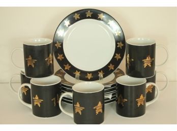 Set Of 8 Ponette Dessert Plates & 7 Mugs