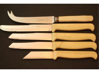 Set Of 5 Assorted Knives Including A Sydney Farber Cheese Knife From Sheffield & 4 Quikcut