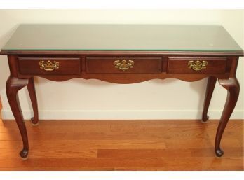 Beautiful Wood And Brass Handle Console Table