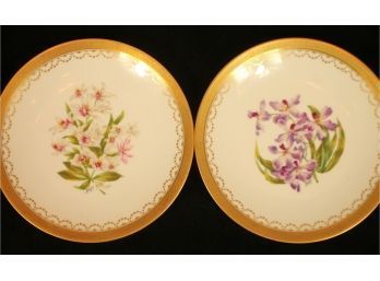 Pair Of Hand Painted LIMOGE For Ovington Bro's Plates Signed Maofel