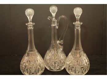 Lot Of 3 Vintage Crystal Decanters