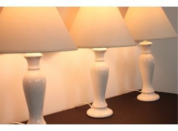 Lot Of 3 White Ceramic Table Lamps