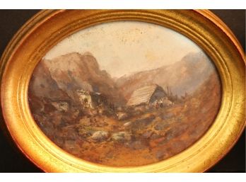 Antique Painting In A Gilded Oval Frame