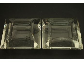 Pair Of Vintage Crystal Ashtrays