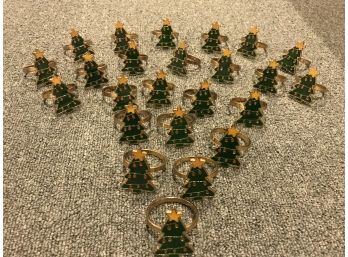 Twenty-four Metal Christmas Tree Napkin Rings