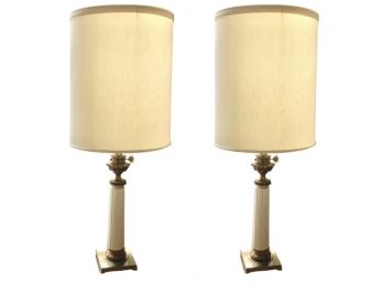 Pair Of Metal Based Traditional Table Lamps
