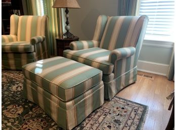 Striped Armchair And Ottoman
