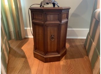 Dark Wooden End Table With Cabinet