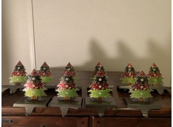 Eight Metal Christmas Tree Mantel Stocking Holders