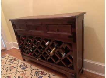 Wooden Wine Rack With Two Drawers