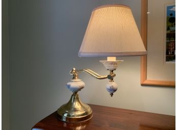 Adjustable Brass And Porcelain Desk Lamp