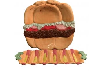 Hamburger And Hotdog Ceramic Trays