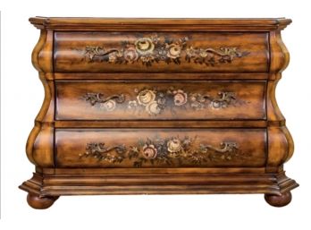 Ethan Allen 3-Drawer Floral Bombe Chest