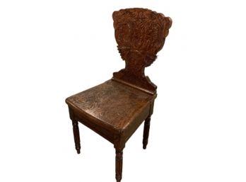 Vintage Carved Wooden Chair With Seat Storage