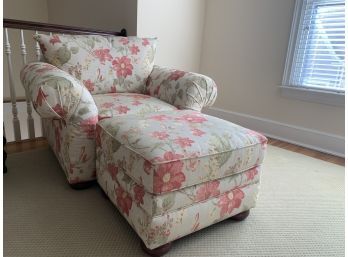 Basset Furniture Floral Armchair And Ottoman 2/2